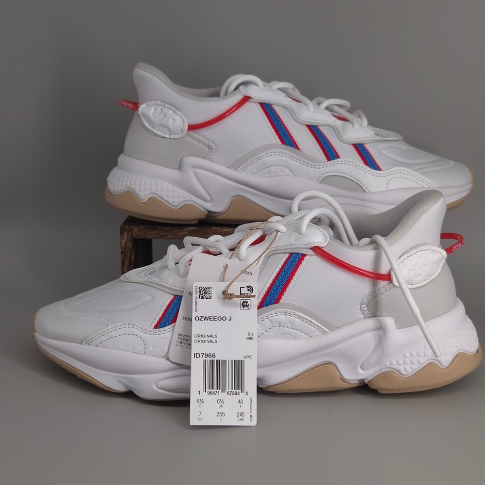 Adidas Ozweego J Sneakers Youth 7 White Red Blue Athletic Shoes ID7966‎ Chunky